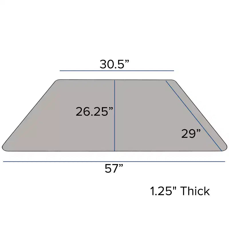Flash Furniture Table d'activités trapézoïdale en stratifié thermique de 73,66 cm L x 144,78 cm l - Pieds courts réglables en hauteur