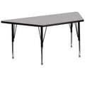 Flash Furniture Table d'activités trapézoïdale en stratifié thermique de 73,66 cm L x 144,78 cm l - Pieds courts réglables en hauteur
