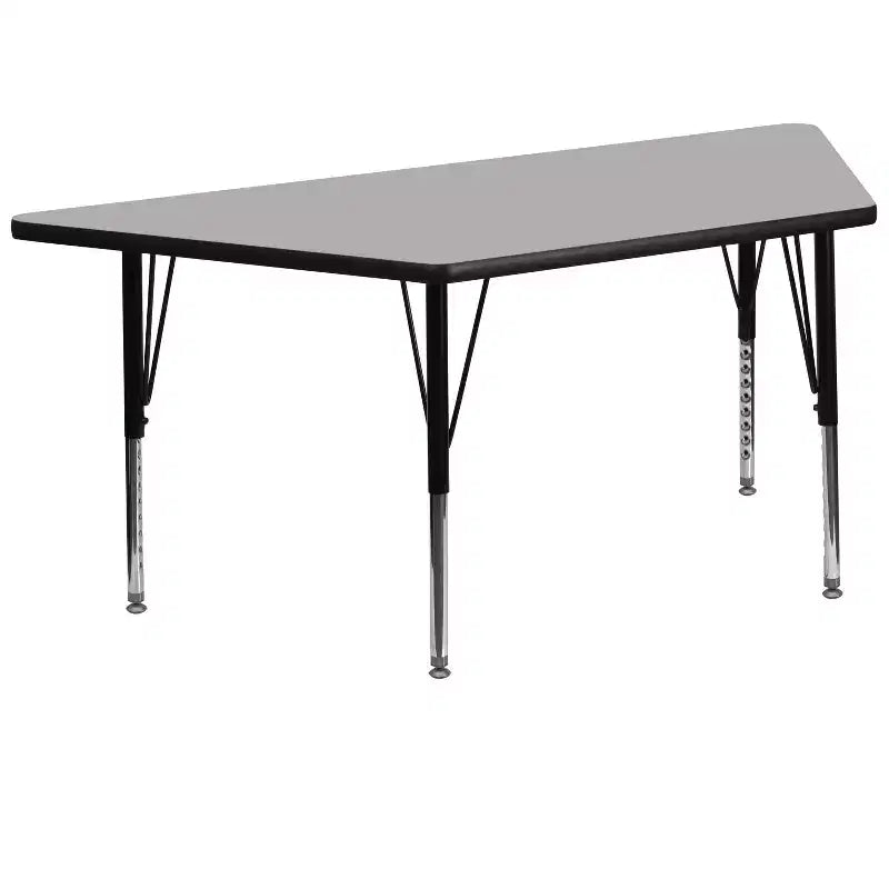 Flash Furniture Table d'activités trapézoïdale en stratifié thermique de 73,66 cm L x 144,78 cm l - Pieds courts réglables en hauteur