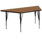 Flash Furniture 29''W x 57''L Trapezoid Thermal Laminate Activity Table - Height Adjustable Short Legs