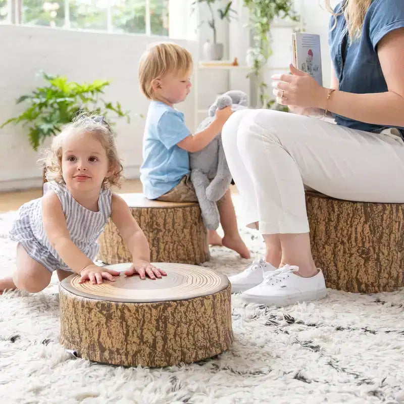 SoftZone Tabourets en forme de souche d'arbre - Lot de 3