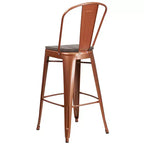 Tabouret de bar en métal avec dossier et assise en bois Flash Furniture, hauteur 76 cm