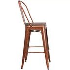 Tabouret de bar en métal avec dossier et assise en bois Flash Furniture, hauteur 76 cm