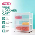 Sterilite Home Chariot de rangement portable large à 3 tiroirs avec roulettes