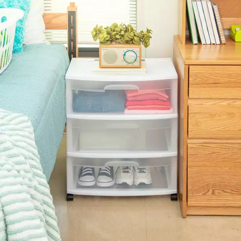 Sterilite Home Chariot de rangement portable large à 3 tiroirs avec roulettes