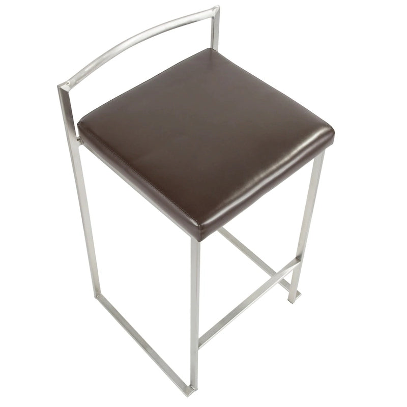 Tabouret de comptoir Silver Orchid Forrest en acier inoxydable empilable et entièrement soudé (lot de 2)