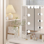 Coiffeuse LED de luxe avec 9 tiroirs, station de maquillage élégante