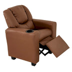 Fauteuil inclinable pour enfants en PVC avec fonction d'inclinaison par poussée, porte-gobelet et repose-pieds confortable