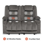 Causeuse inclinable électrique MCombo avec fonction chauffage et massage, en tissu PR648