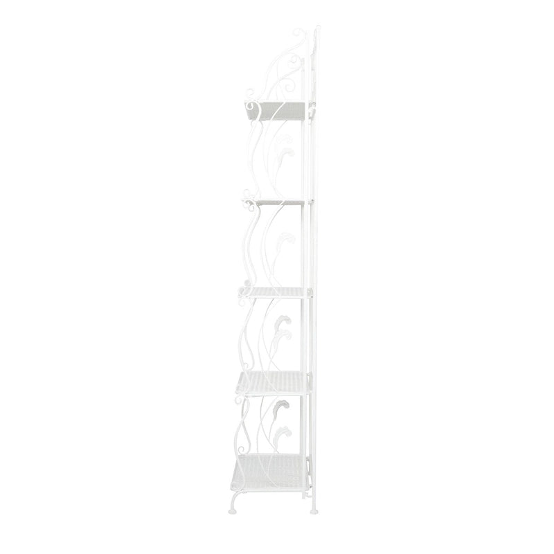 Étagère de Boulanger Pliable Haute à 5 Niveaux en Métal Décoratif pour Intérieur/Extérieur - Or ou Blanc - Roche River Decor