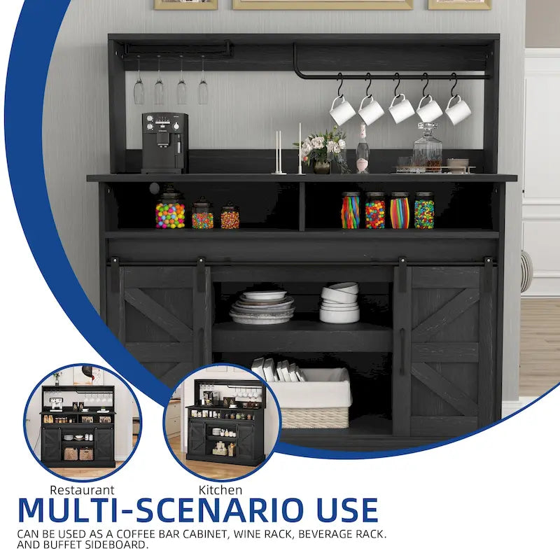 Meuble bas de bar à café Moasis Farmhouse - 38,4 P x 119,9 L x 130,8 H