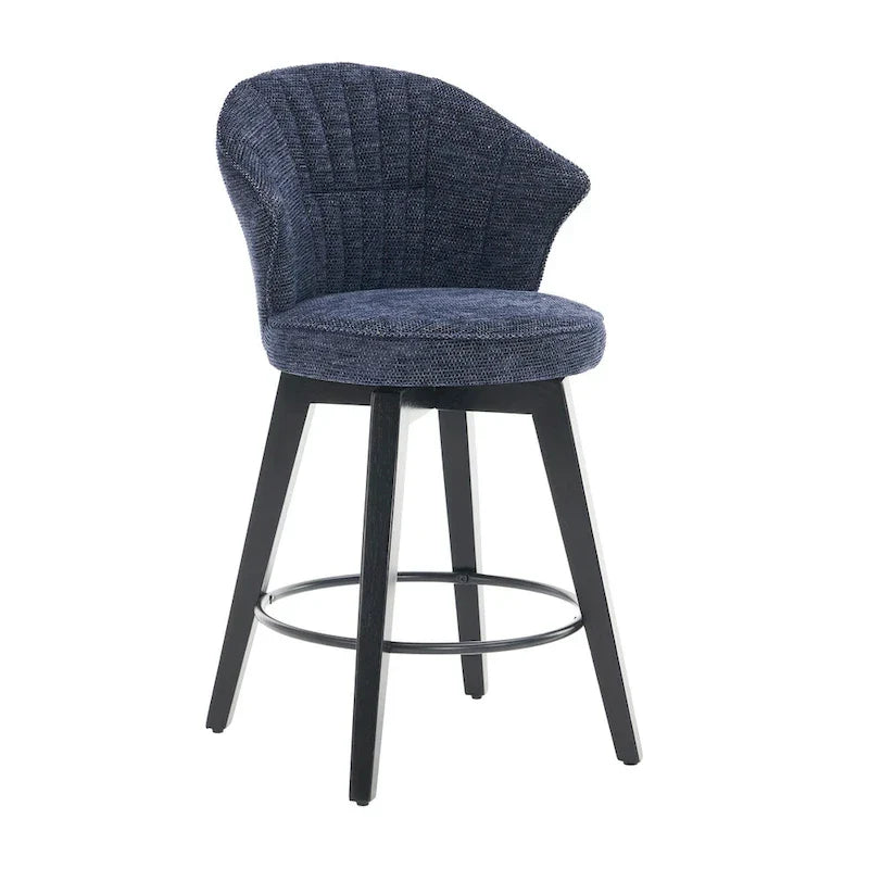 Lot de 2 tabourets de bar pivotants, chaises de salle à manger rembourrées avec large dossier, chaises de hauteur comptoir avec pieds en métal