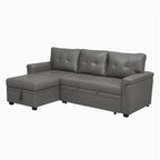 Canapé d'angle réversible convertible avec lit gigogne, méridienne de rangement et pieds durables