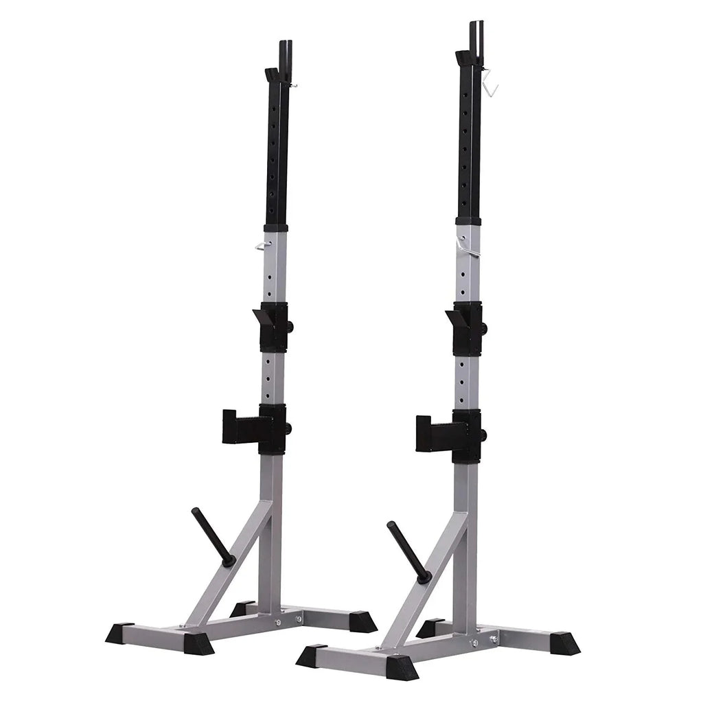 Soozier Rack à squat/banc de musculation en acier 2 pièces réglable en hauteur - N/A
