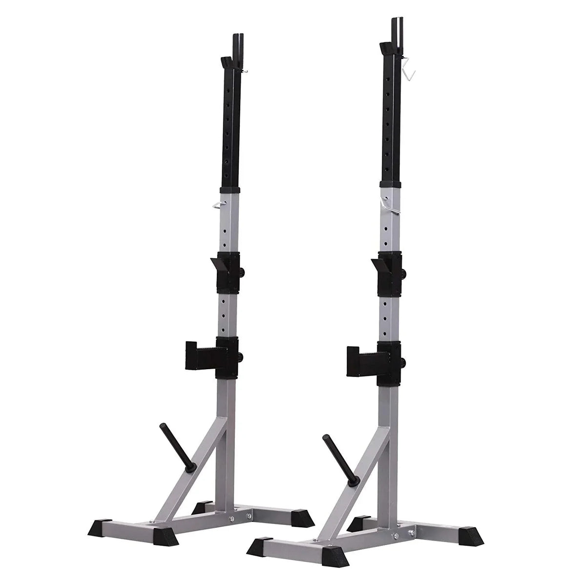 Soozier Rack à squat/banc de musculation en acier 2 pièces réglable en hauteur - N/A
