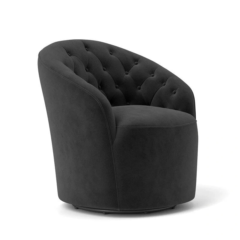 Fauteuil club pivotant à 360 degrés en velours avec dossier capitonné