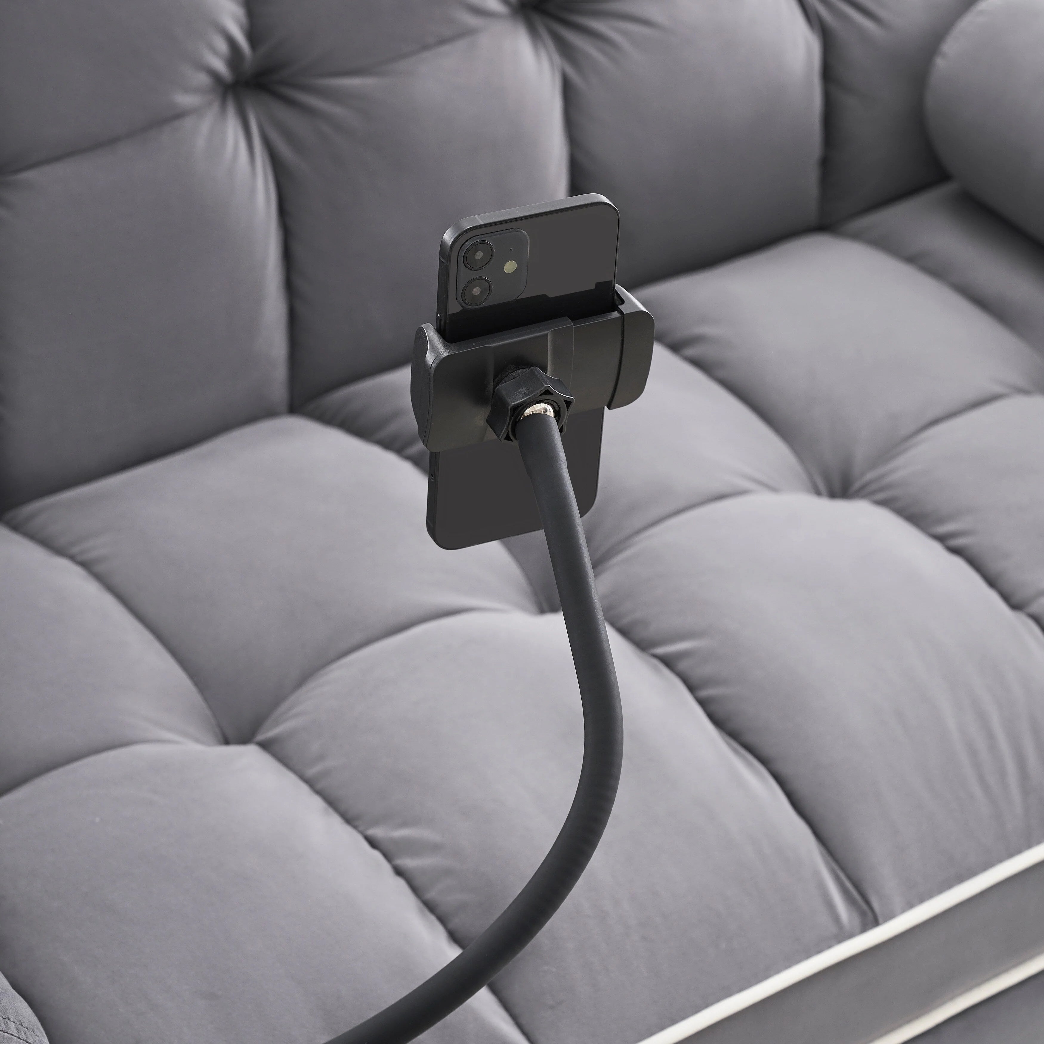Canapé convertible 2 places en velours 55 avec lit gigogne, dossier inclinable, poches latérales et support de téléphone