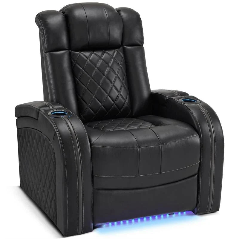 Fauteuil inclinable électrique MCombo avec appuie-tête réglable, siège de cinéma maison à deux moteurs avec port USB, cuir respirant HTS411