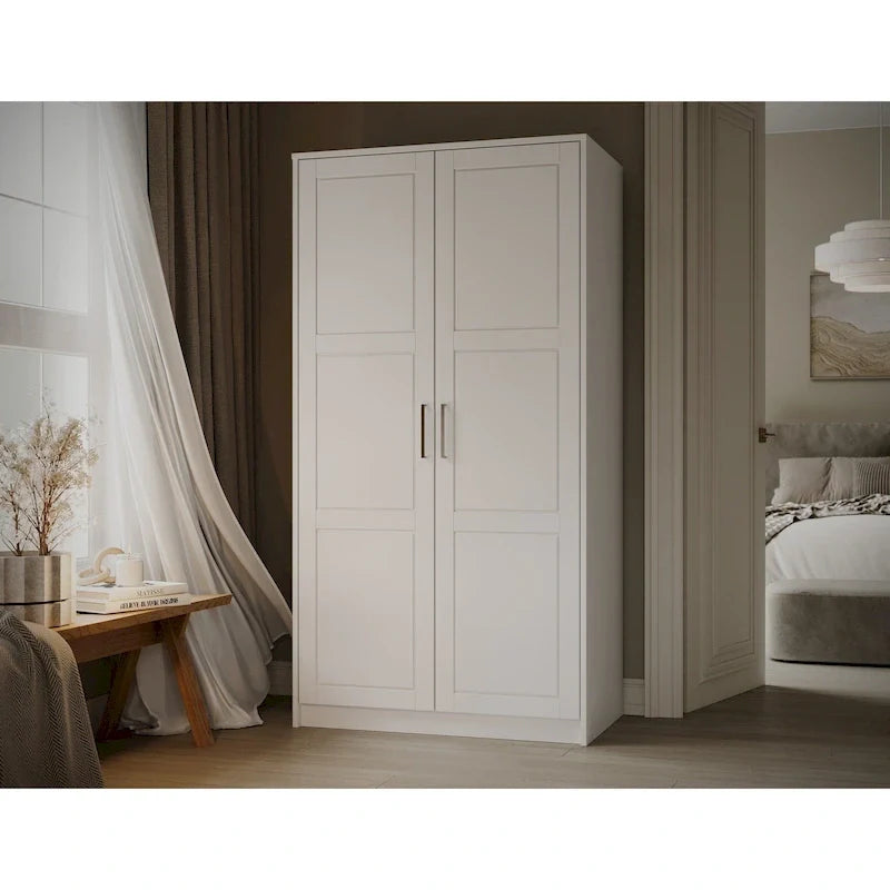 Palace Imports Armoire Urbaine 2 Portes 100% Bois Massif avec Portes Pleines et Miroirs