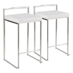 Tabouret de comptoir Silver Orchid Forrest en acier inoxydable empilable et entièrement soudé (lot de 2)