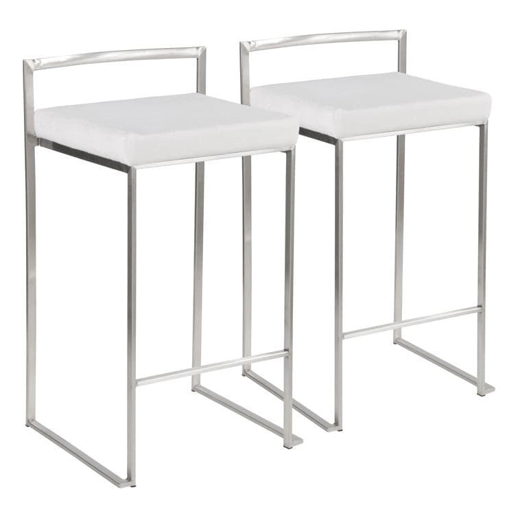 Tabouret de comptoir Silver Orchid Forrest en acier inoxydable empilable et entièrement soudé (lot de 2)