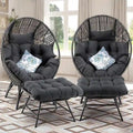 FINCATI Fauteuil Œuf d'intérieur, Fauteuil Œuf d'extérieur 200 kg, Fauteuil Œuf surdimensionné avec pouf, Fauteuil Œuf de luxe confortable avec repose-pieds