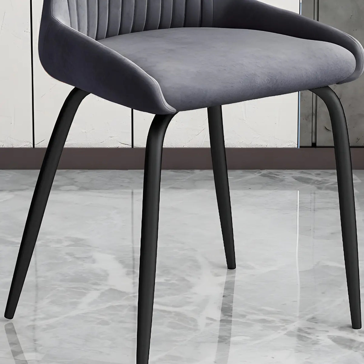 Chaises de salle à manger sans accoudoirs gris foncé industrielles