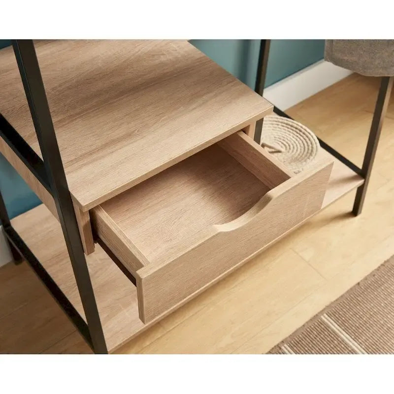 Portant à Vêtements en Métal Armoire Ouverte Autoportante avec Un Tiroir Tringle à Vêtements - Marron Clair