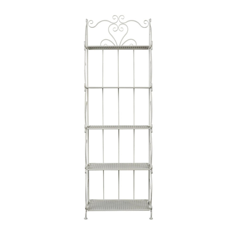 Étagère de Boulanger Pliable Haute à 5 Niveaux en Métal Décoratif pour Intérieur/Extérieur - Or ou Blanc - Roche River Decor