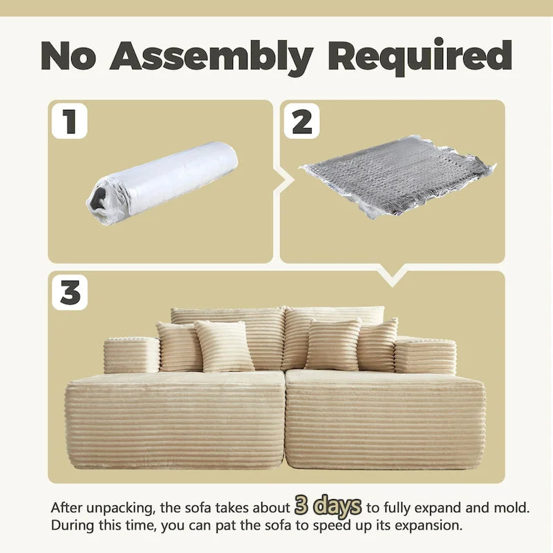 HOOOWOOO Canapé d'angle moderne en peluche avec pouf amovible