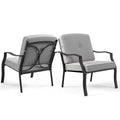 Gymax Lot de 2 chaises de salle à manger d'extérieur en métal robustes avec coussins