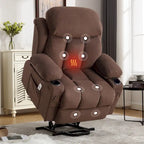 Fauteuil inclinable électrique gris avec massage chauffant, chargement USB, télécommande et poches latérales pratiques pour les personnes âgées