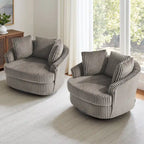 DREAMSIDEA Lot de 2 fauteuils pivotants recouverts de tissu, accoudoirs encastrés