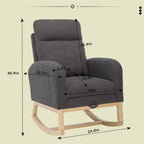 Fauteuil à bascule rembourré moderne de 75 cm de hauteur avec dossier haut, pieds en bois massif et repose-pieds réglable