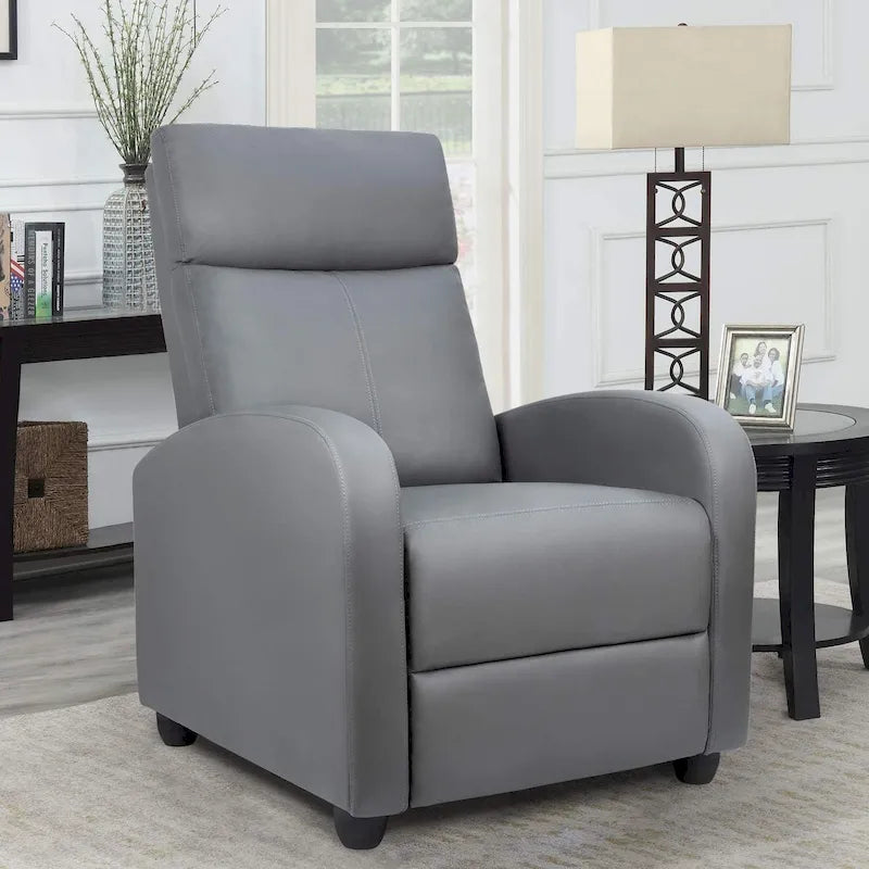 Fauteuil inclinable à dossier basculant en similicuir, marron / noir / gris / kaki / rouge / beige, simple