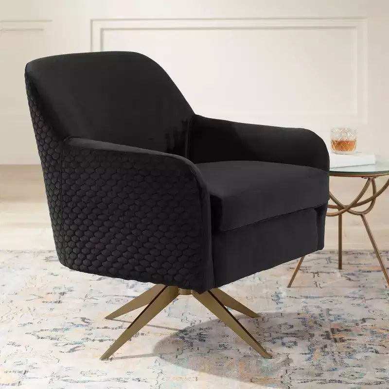 Fauteuil pivotant en velours matelassé onyx Ames Studio 55D
