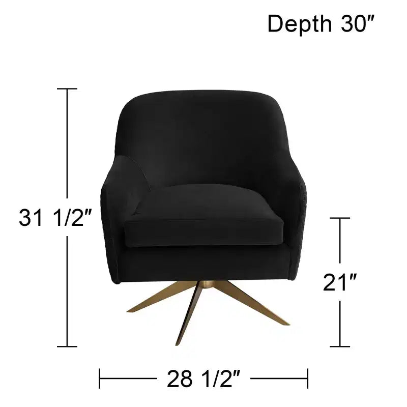 Fauteuil pivotant en velours matelassé onyx Ames Studio 55D