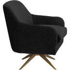 Fauteuil pivotant en velours matelassé onyx Ames Studio 55D