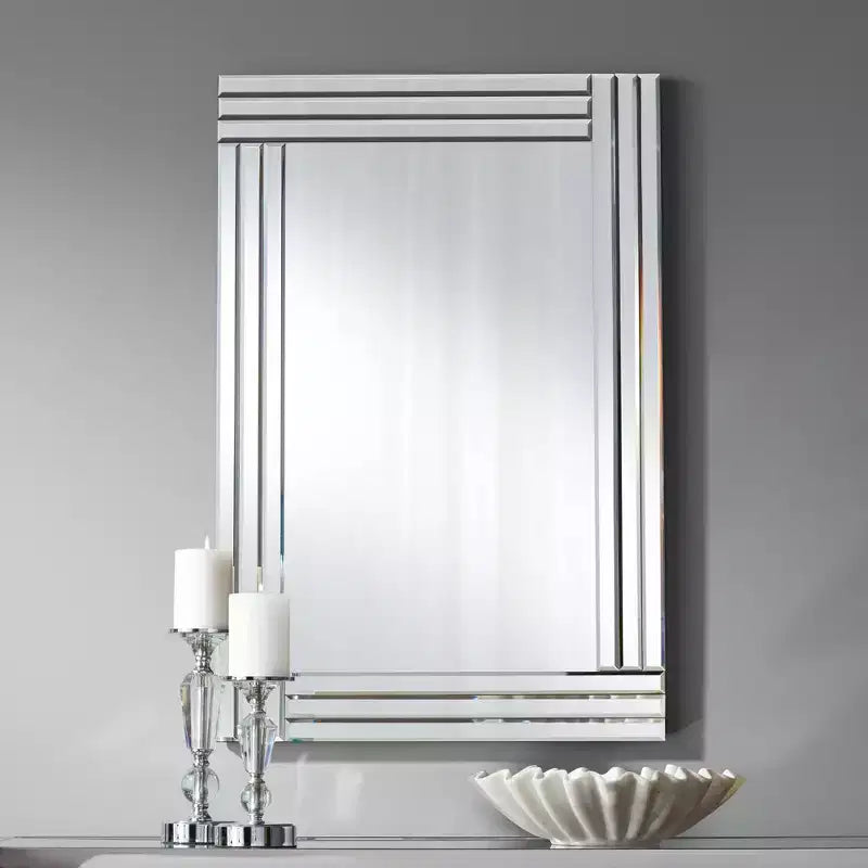 Miroir Mural Rectangulaire Possini Euro Design Sofija, Cadre Moderne en Verre Superposé, 23 1/2 po de Large pour Salle de Bain, Chambre, Salon, Entrée