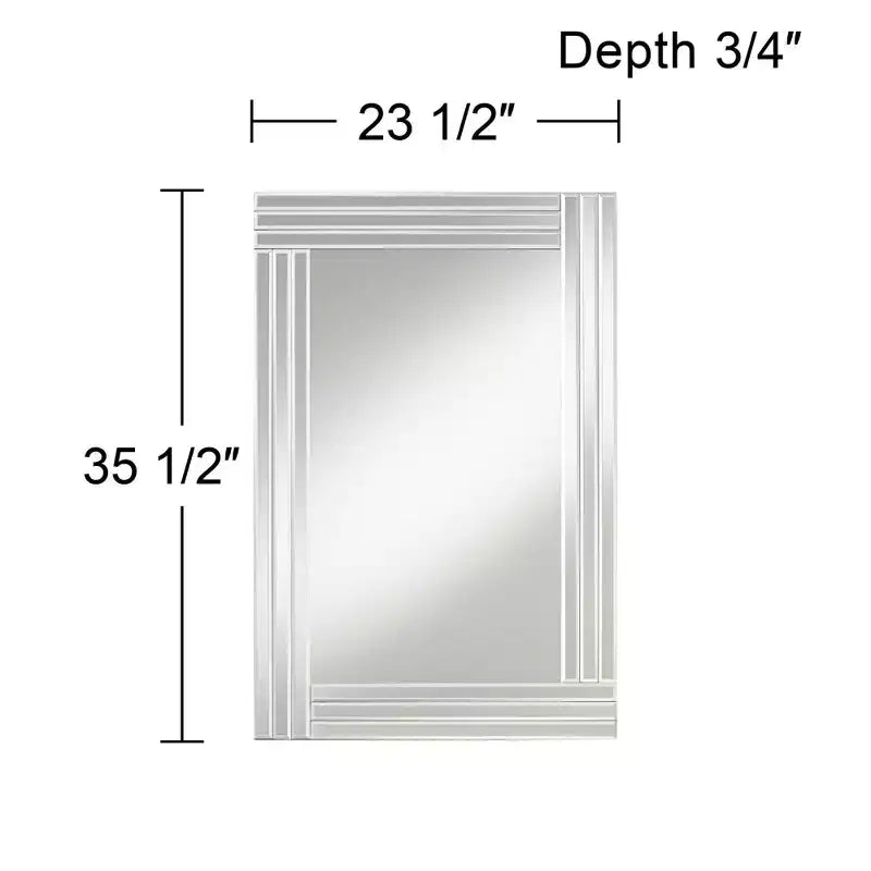 Miroir Mural Rectangulaire Possini Euro Design Sofija, Cadre Moderne en Verre Superposé, 23 1/2 po de Large pour Salle de Bain, Chambre, Salon, Entrée