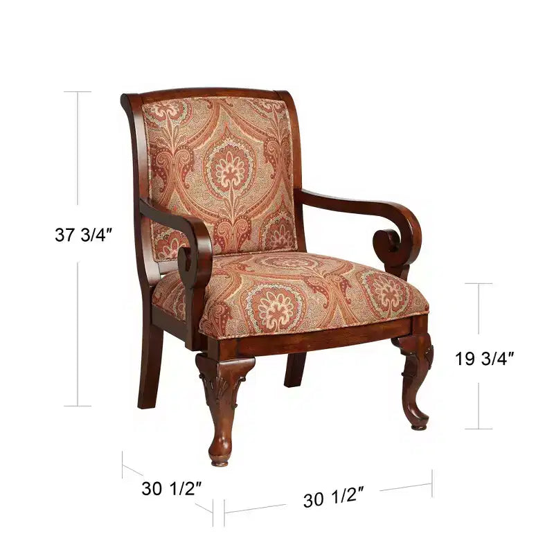 Fauteuil d'appoint Kensington Hill Diana en bois et tissu rouge