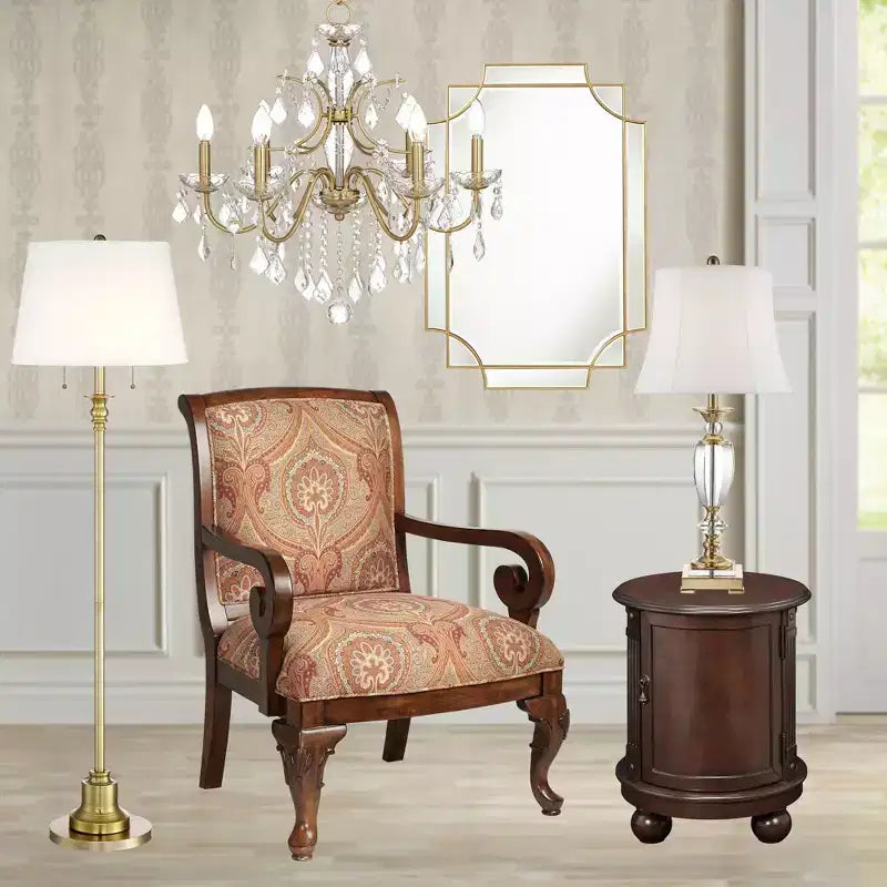 Fauteuil d'appoint Kensington Hill Diana en bois et tissu rouge