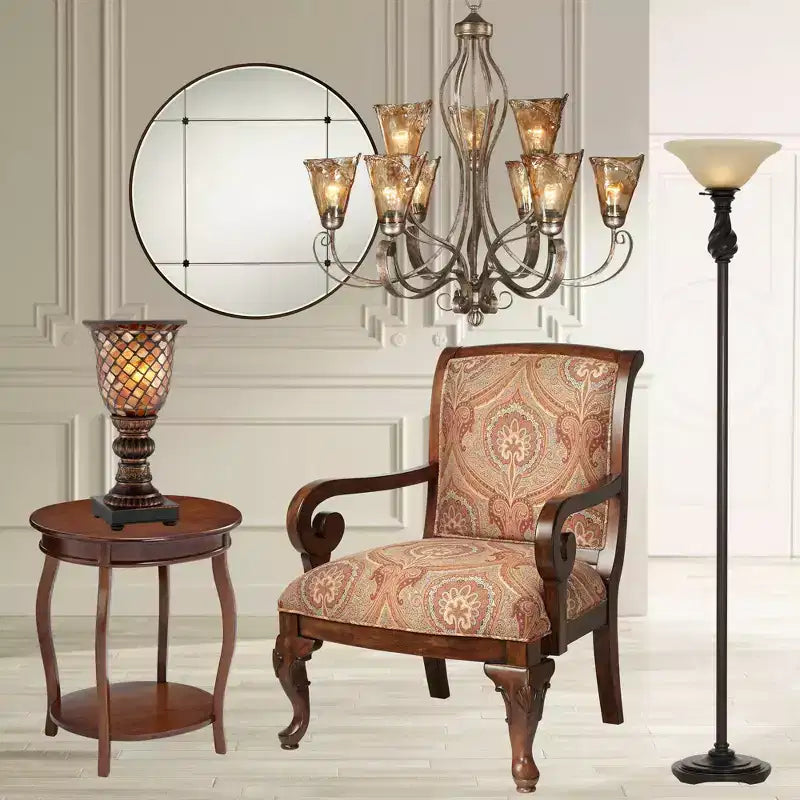 Fauteuil d'appoint Kensington Hill Diana en bois et tissu rouge