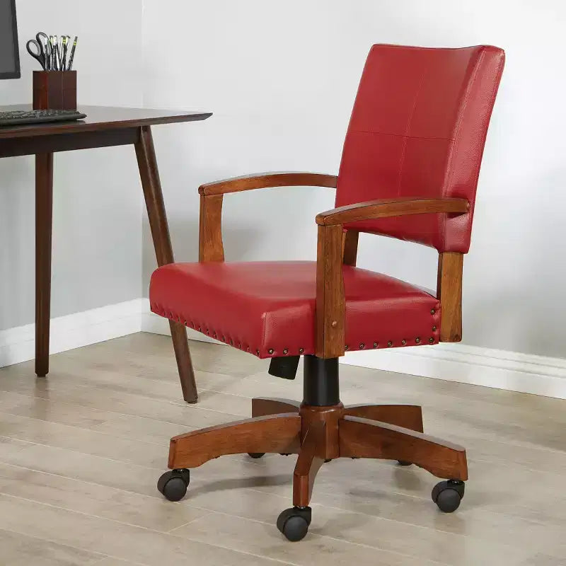 Chaise de banquier de luxe en bois simili cuir - OSP Home Furnishings