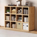 Bibliothèque moderne horizontale en bois à 8 cubes, finition naturelle