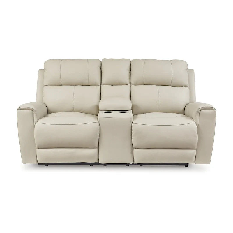 Causeuse inclinable électrique beige Ashley Dahlmoore Signature Design avec console – 76 L x 42 P x 40 H
