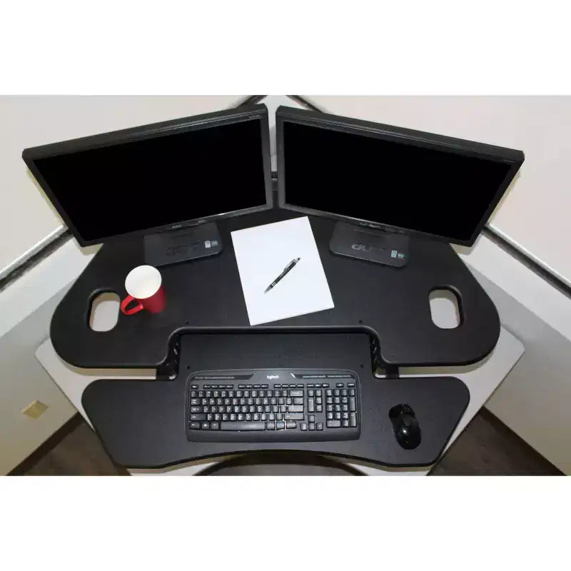 Rehausseur de bureau d'angle assis-debout réglable en hauteur - Rocelco