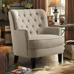 Moser Bay Mignon Fauteuil d'appoint à oreilles capitonné large de 76 cm en velours et lin