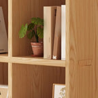 Bibliothèque moderne horizontale en bois à 8 cubes, finition naturelle