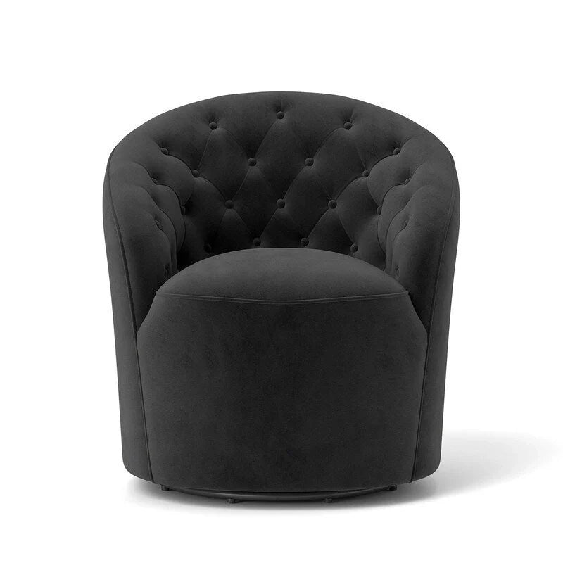 Fauteuil club pivotant à 360 degrés en velours avec dossier capitonné